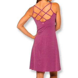 Prana Striped Strappy Rebecca Tank Dress XS Pink/Brown Stripes